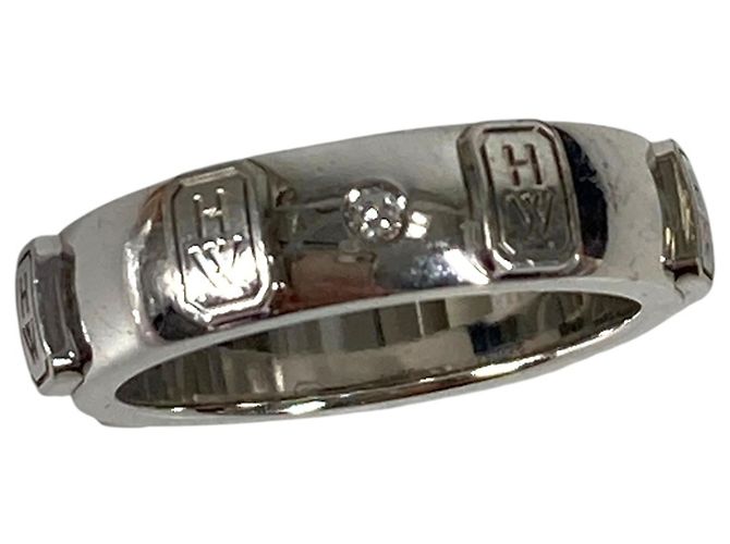 Anello Logo HW con Diamante 1P Harry Winston Argento - vista 2