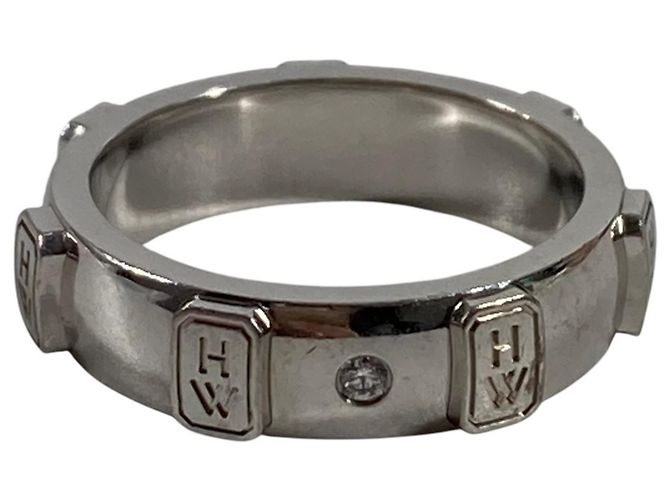 Anello Logo HW con Diamante 1P Harry Winston Argento - vista 5