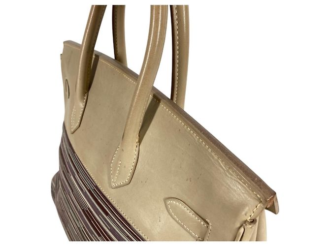 Hermès Birkin 35 Mehrfarbige Leder-Tote Weiß Mehrfarben - Ansicht 11