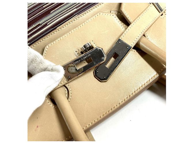 Hermès Birkin 35 Mehrfarbige Leder-Tote Weiß Mehrfarben - Ansicht 12