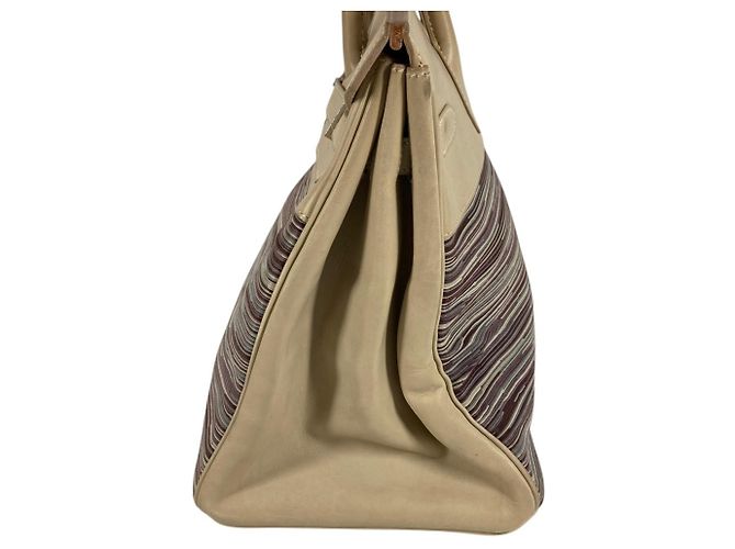 Hermès Birkin 35 Mehrfarbige Leder-Tote Weiß Mehrfarben - Ansicht 3