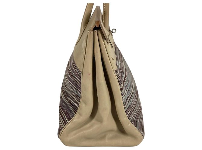 Hermès Birkin 35 Mehrfarbige Leder-Tote Weiß Mehrfarben - Ansicht 4