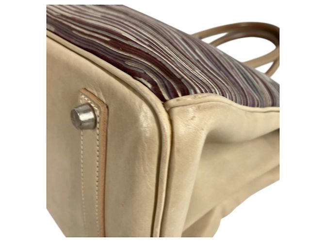 Hermès Birkin 35 Mehrfarbige Leder-Tote Weiß Mehrfarben - Ansicht 8