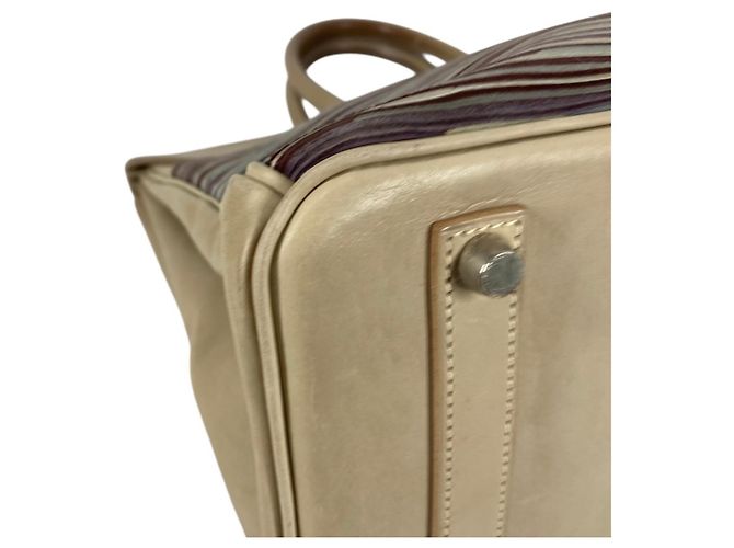 Hermès Birkin 35 Mehrfarbige Leder-Tote Weiß Mehrfarben - Ansicht 9