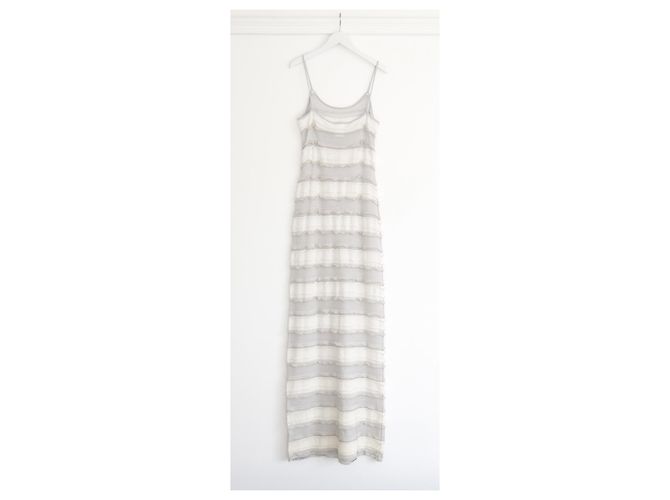 Maxikleid mit Rüschenträgern aus feinem Strick Chanel Cruise 2009 Grau - Ansicht 6