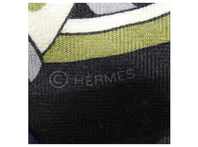 Sciarpa gigante 140 CHEVAUX di Hermès Marrone Nero Blu Verde - vista 4
