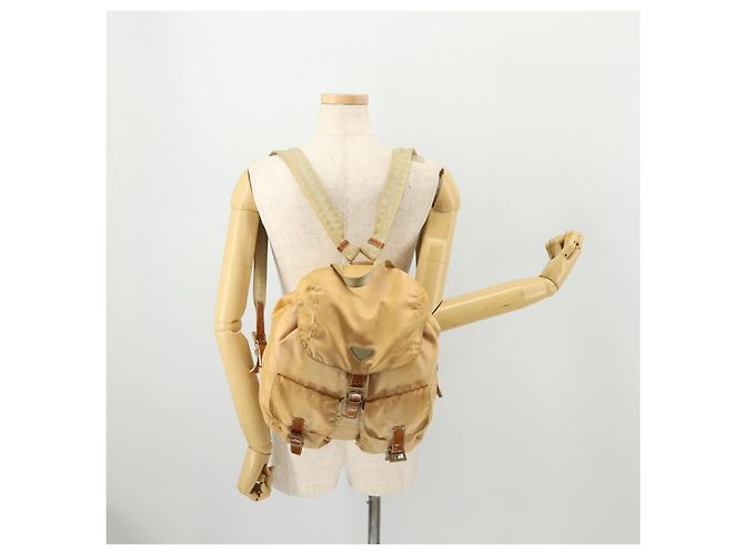 PRADA Backpack Nylon Beige Silver Auth gh1768 Silvery - view 30