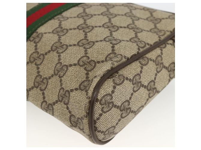 GUCCI GG Supreme Web Sherry Line Clutch Bag PVC Beige Oro Auth th6643 D'oro - vista 10