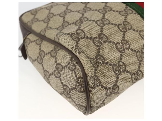 GUCCI GG Supreme Web Sherry Line Clutch Bag PVC Beige Oro Auth th6643 D'oro - vista 11