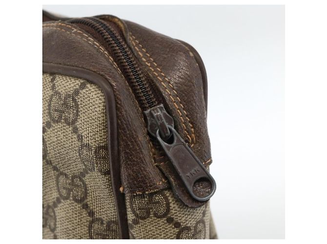 GUCCI GG Supreme Web Sherry Line Clutch Bag PVC Beige Oro Auth th6643 D'oro - vista 12