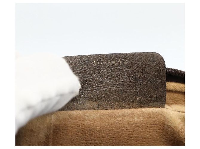 GUCCI GG Supreme Web Sherry Line Clutch Bag PVC Beige Oro Auth th6643 D'oro - vista 17