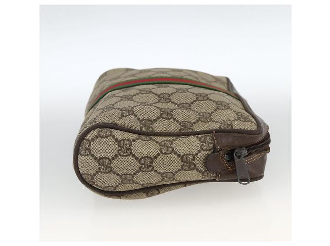 GUCCI GG Supreme Web Sherry Line Clutch Bag PVC Beige Oro Auth th6643 D'oro - vista 5