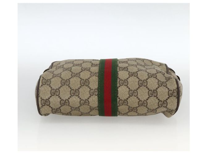 GUCCI GG Supreme Web Sherry Line Clutch Bag PVC Beige Oro Auth th6643 D'oro - vista 7