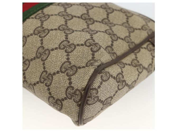 GUCCI GG Supreme Web Sherry Line Clutch Bag PVC Beige Oro Auth th6643 D'oro - vista 8