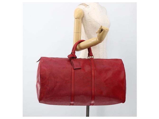 LOUIS VUITTON Epi Keepall 55 Sac Boston Rouge M42957 LV Auth 173121 - vue 22
