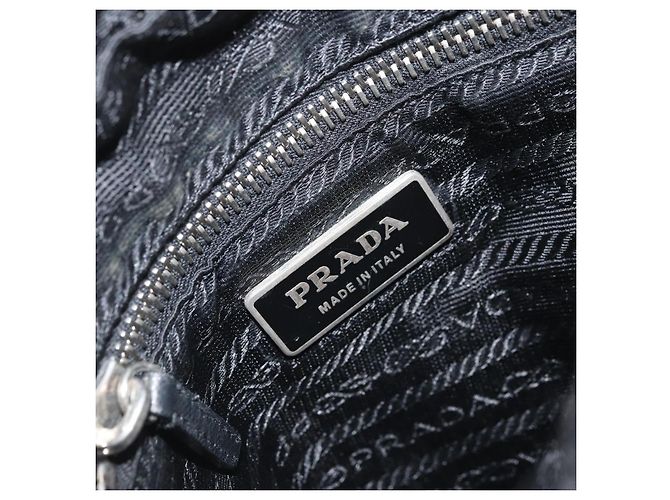 Borsa a Spalla PRADA in Nylon Nero Argento Autentica bs34107 - vista 16