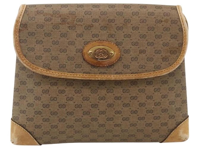 Gucci Borsa a Spalla Micro GG Supreme PVC Beige Oro 007 92 5548 Auth th6642 D'oro - vista 2