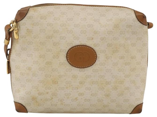 Gucci Borsa a Spalla Micro GG Supreme PVC Beige Oro 007 104 4916 Auth bs34174 D'oro - vista 2