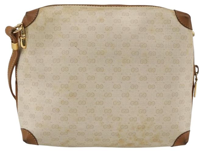 Gucci Borsa a Spalla Micro GG Supreme PVC Beige Oro 007 104 4916 Auth bs34174 D'oro - vista 3