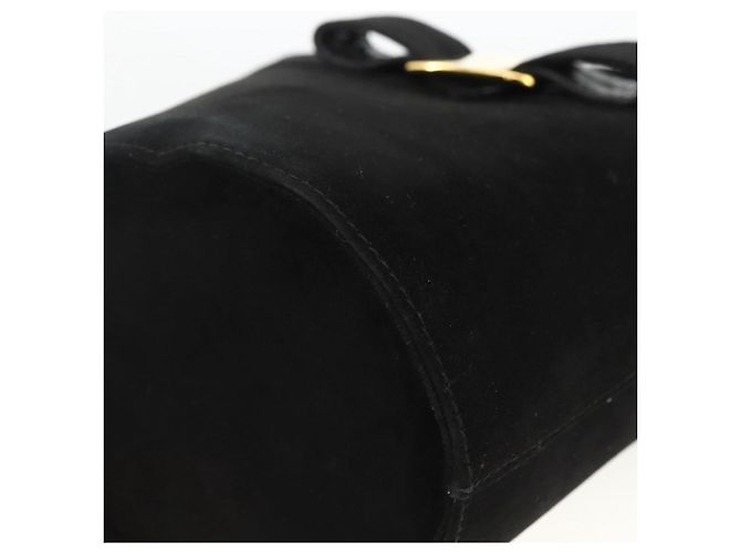 Borsa a mano Vala in suede nero e oro Salvatore Ferragamo Auth gh1926 D'oro - vista 10