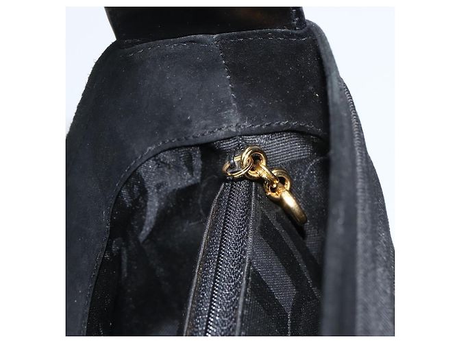 Borsa a mano Vala in suede nero e oro Salvatore Ferragamo Auth gh1926 D'oro - vista 19