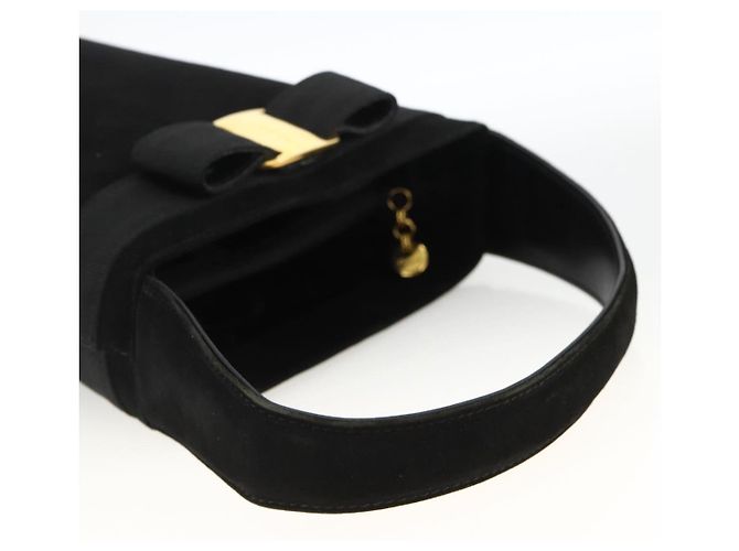 Borsa a mano Vala in suede nero e oro Salvatore Ferragamo Auth gh1926 D'oro - vista 7