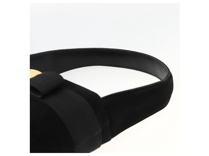 Borsa a mano Vala in suede nero e oro Salvatore Ferragamo Auth gh1926 D'oro - vista 8