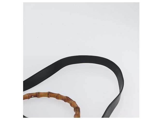 Borsa a Spalla in Pelle Gucci Bamboo 2way Nera Oro 001 1577 Auth ep13983 Nero D'oro - vista 10