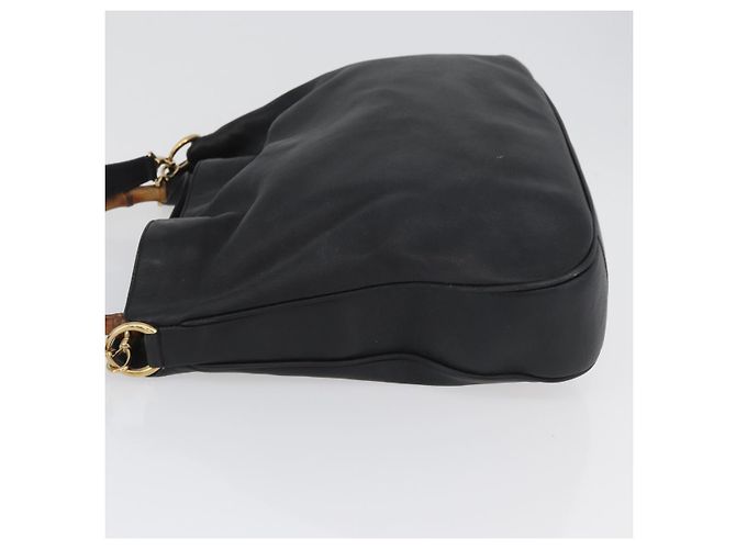 Borsa a Spalla in Pelle Gucci Bamboo 2way Nera Oro 001 1577 Auth ep13983 Nero D'oro - vista 5