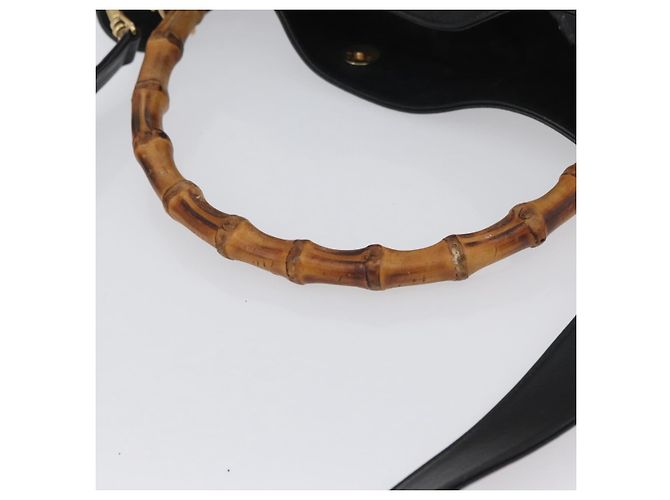 Borsa a Spalla in Pelle Gucci Bamboo 2way Nera Oro 001 1577 Auth ep13983 Nero D'oro - vista 7