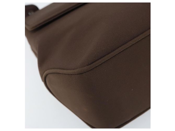 Borsa a Spalla Vala in Nylon Marrone e Argento di Salvatore Ferragamo Auth gh1918 - vista 12
