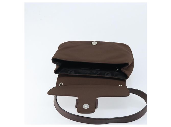Borsa a Spalla Vala in Nylon Marrone e Argento di Salvatore Ferragamo Auth gh1918 - vista 16
