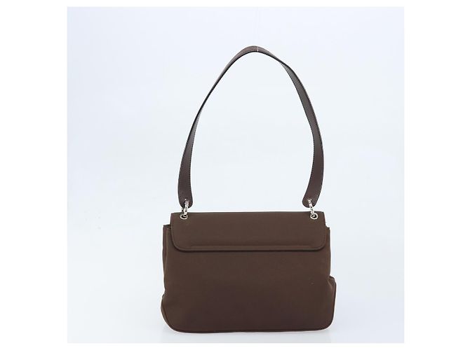Borsa a Spalla Vala in Nylon Marrone e Argento di Salvatore Ferragamo Auth gh1918 - vista 4