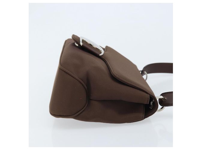 Borsa a Spalla Vala in Nylon Marrone e Argento di Salvatore Ferragamo Auth gh1918 - vista 5
