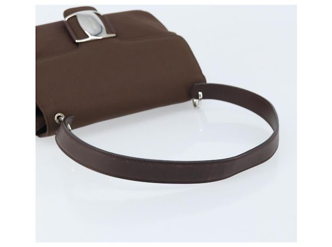 Borsa a Spalla Vala in Nylon Marrone e Argento di Salvatore Ferragamo Auth gh1918 - vista 8