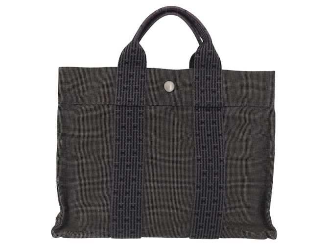Hermès HERMES Handtasche Her Line PM Canvas Grau Silber Auth AMZ370 Braun - Ansicht 2