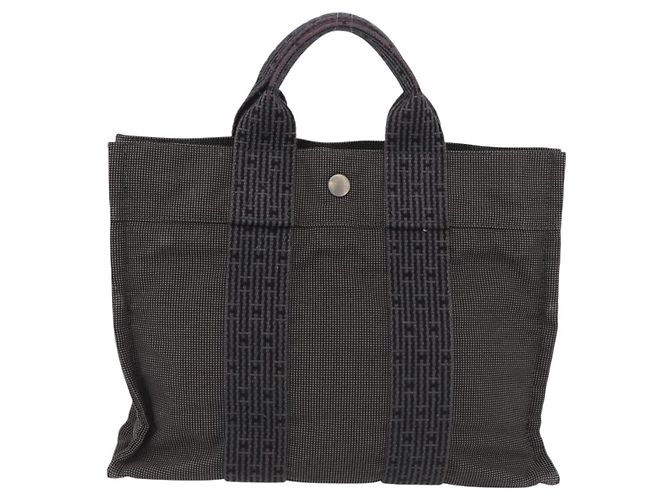 Hermès HERMES Handtasche Her Line PM Canvas Grau Silber Auth AMZ370 Braun - Ansicht 3