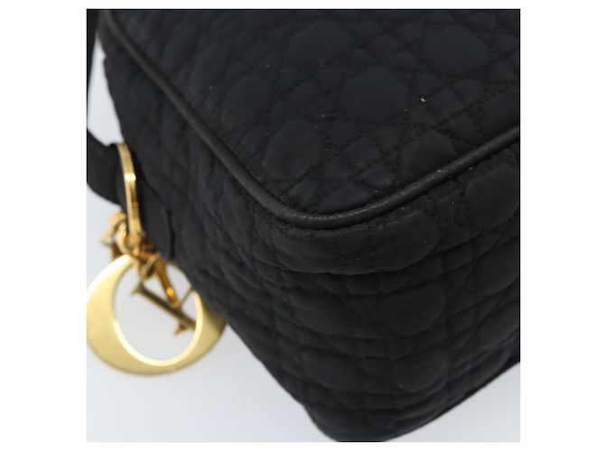 Christian Dior Schultertasche Nylon Schwarz Gold Auth mr2173 Golden - Ansicht 13