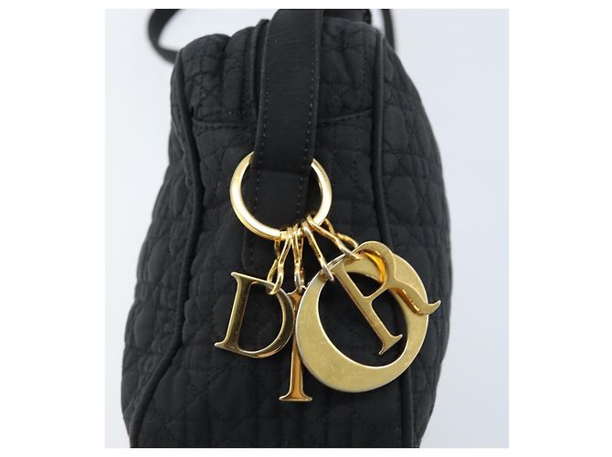 Christian Dior Schultertasche Nylon Schwarz Gold Auth mr2173 Golden - Ansicht 14