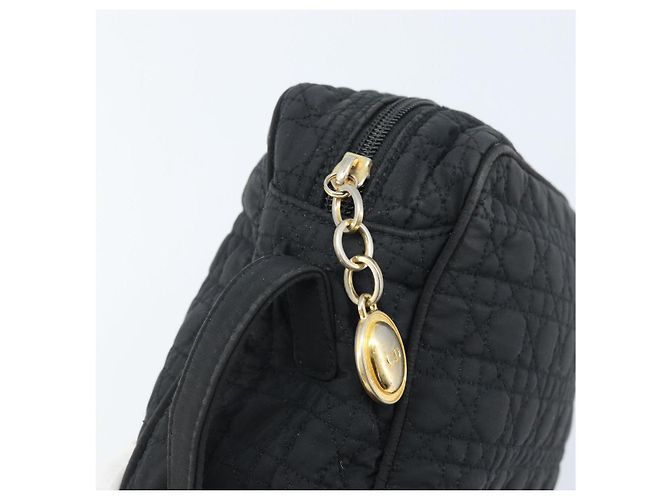 Christian Dior Schultertasche Nylon Schwarz Gold Auth mr2173 Golden - Ansicht 15