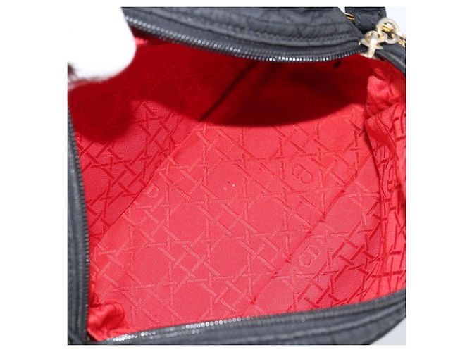 Christian Dior Schultertasche Nylon Schwarz Gold Auth mr2173 Golden - Ansicht 17