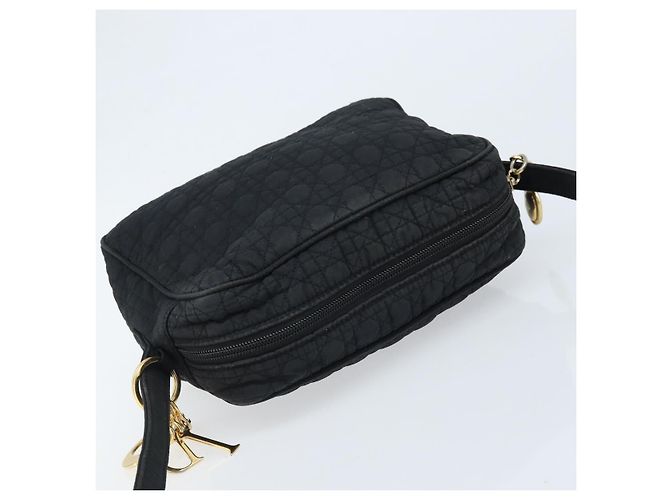 Christian Dior Schultertasche Nylon Schwarz Gold Auth mr2173 Golden - Ansicht 6