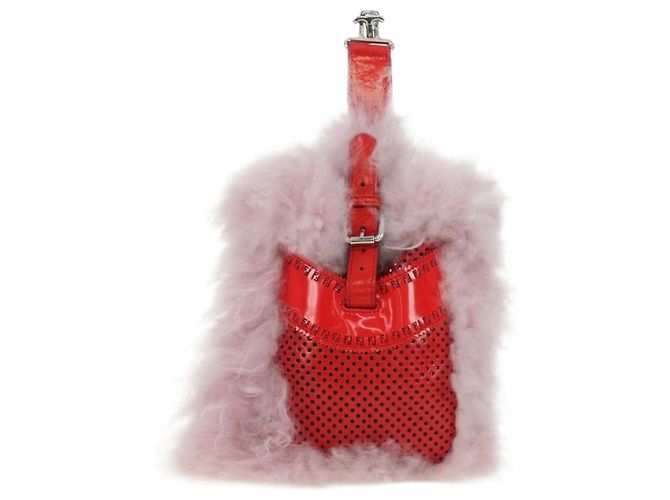 Borsa a mano FENDI in pelliccia rosa argento Auth AMZ103V - vista 2