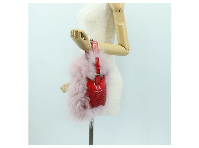 Borsa a mano FENDI in pelliccia rosa argento Auth AMZ103V - vista 21