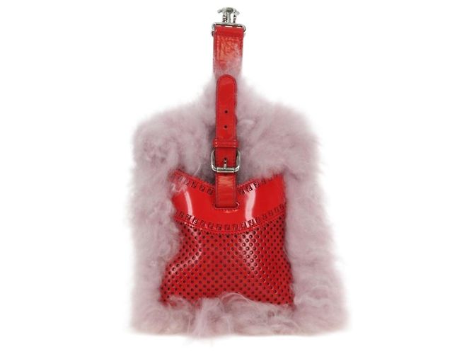 Borsa a mano FENDI in pelliccia rosa argento Auth AMZ103V - vista 3