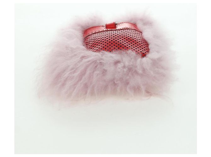 Borsa a mano FENDI in pelliccia rosa argento Auth AMZ103V - vista 9