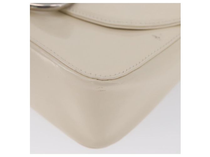 Borsa a spalla PRADA in pelle verniciata avorio argento Auth LNZ602 Crudo - vista 11