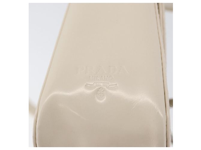 Borsa a spalla PRADA in pelle verniciata avorio argento Auth LNZ602 Crudo - vista 14