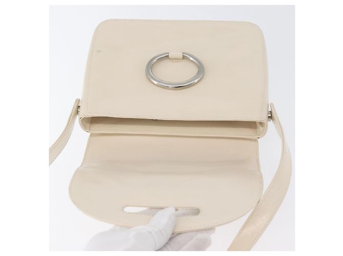 Borsa a spalla PRADA in pelle verniciata avorio argento Auth LNZ602 Crudo - vista 16