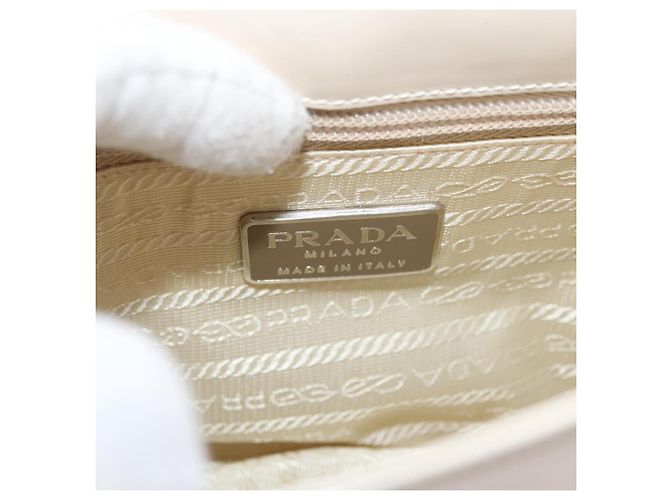 Borsa a spalla PRADA in pelle verniciata avorio argento Auth LNZ602 Crudo - vista 17
